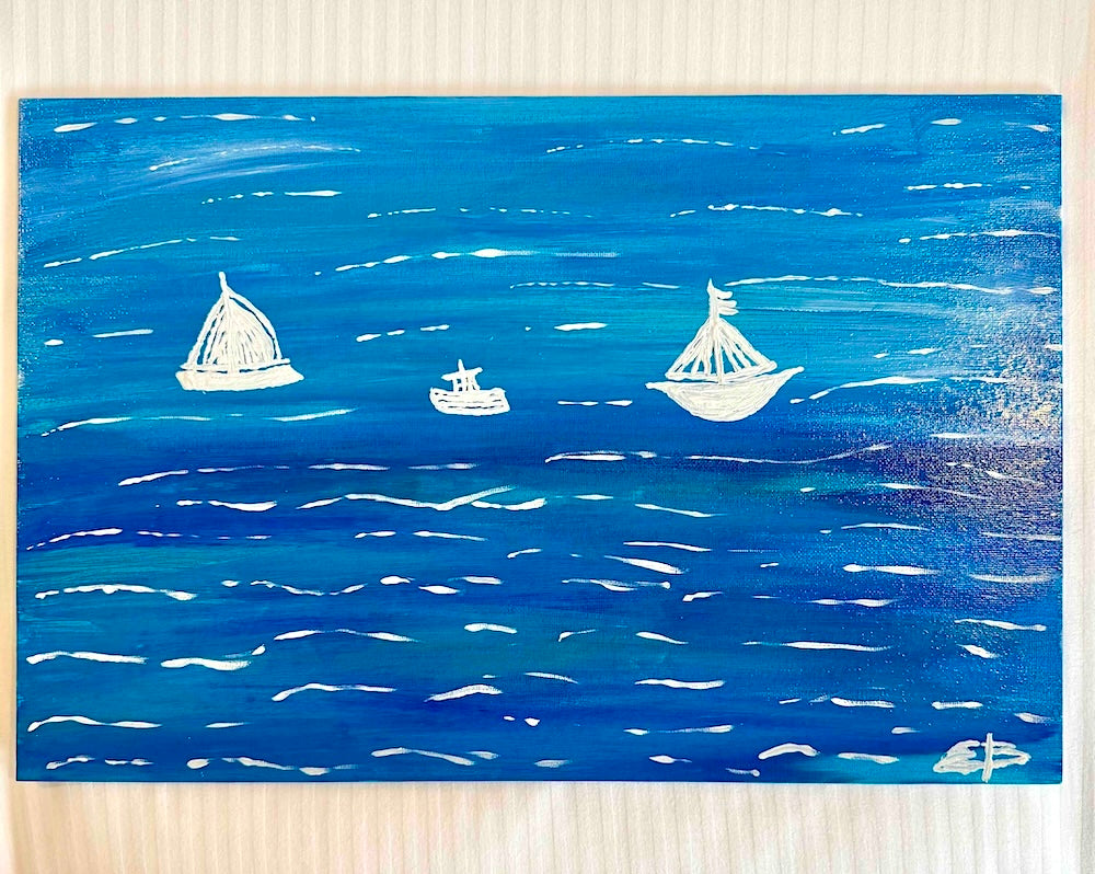 Right panel of "The Colors of Dinard", an original gouache diptych inspired by the light and colors of the Brittany coast.