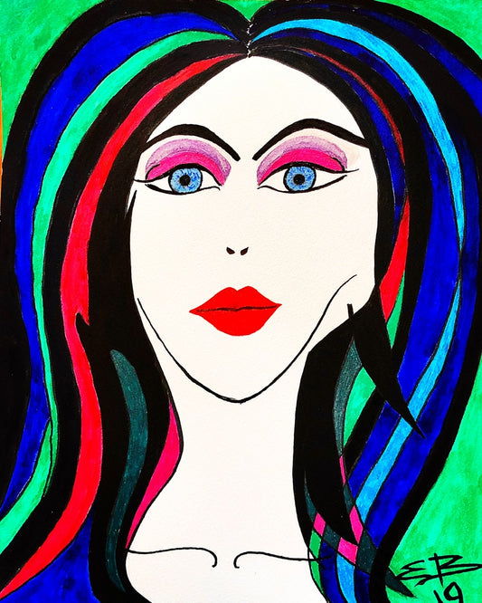 Hera - Original shimmering watercolor painting - framed