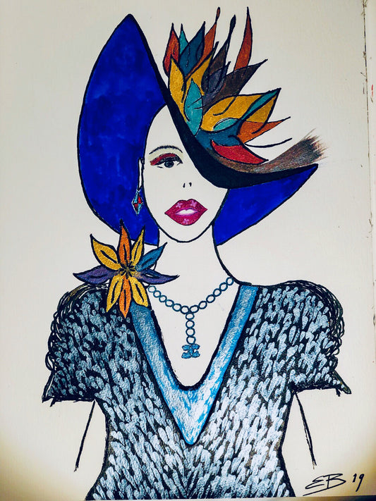 Just Playing - Original shimmering watercolor painting - framed