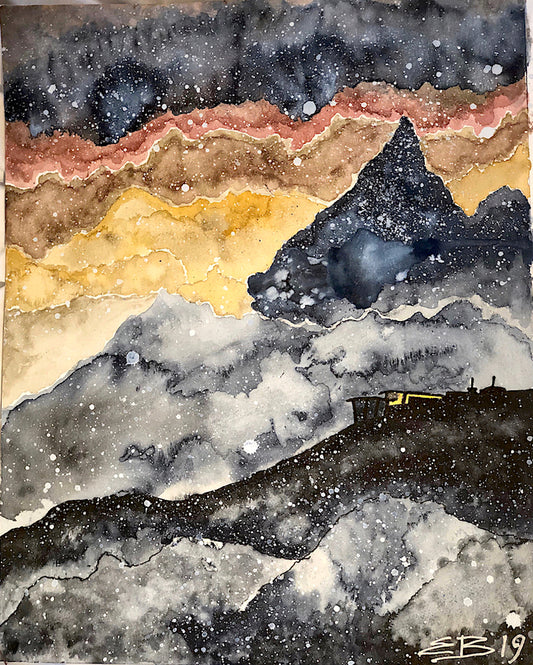 Soelden - Original watercolor painting - framed