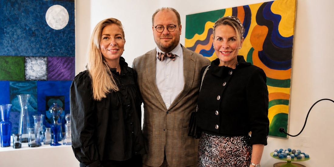 Lina Mark, Viktor Söderberg and Ewa Borin at Reijmyre Glasbruk’s Stockholm showroom