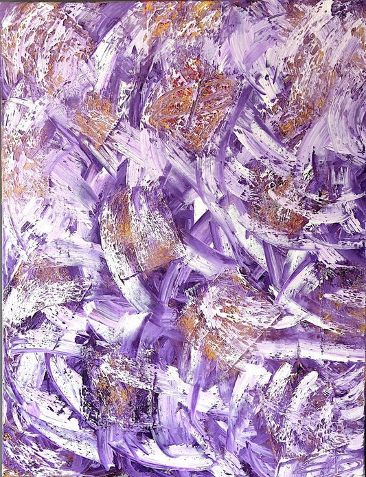 My Blueberry Hill – original abstract oil painting by Swedish contemporary artist Ewa Borin featuring rich blue tones, textured surface with silver and gold leaf on canvas, 88 × 115 cm